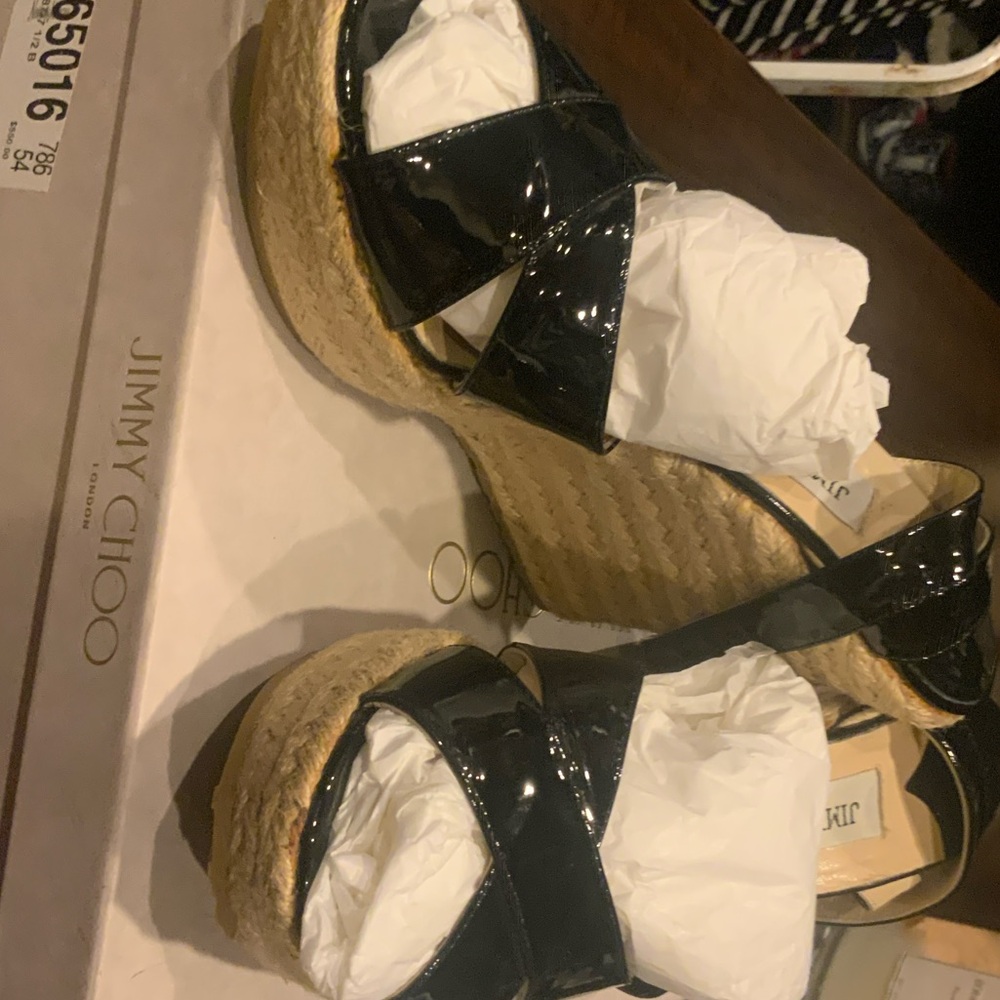 Jimmy Choo Black Wedge Sandals for Women
